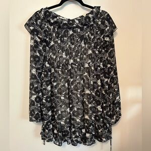 Free People Black and White Floral Ruffle Cottagecore Dress
